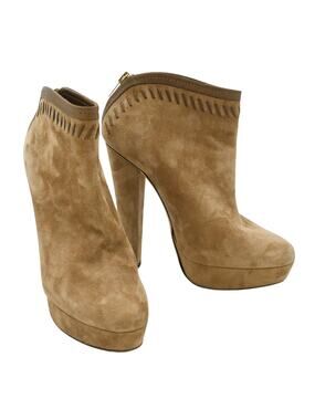 Jimmy Choo Tan Suede Platform Ankle Booties